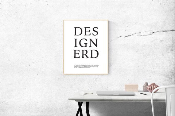 DesignerD Graphic Design Typography Minimalist Black and White Poster Print